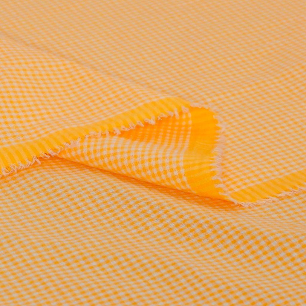 Preview: Seersucker leichter Baumwollmix kleines Karo neon orange